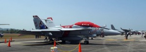 The other more colourful of the two US Navy Super Hornets at LIMA 2015.