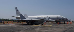 One of the two Super Hornets of the US Navy at LIMA 2015