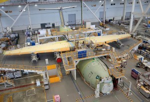RMAF first Airbus A400M airlifter, MSN22 undergoing final assembly at Airbus final assembly in Seville, Spain. The aircraft is expected to be delivered in the first quarter of 2015. Airbus picture.