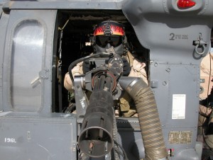 The business of a mini-gun in a Blackhawk