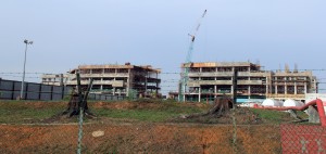 The five storey building under construction.