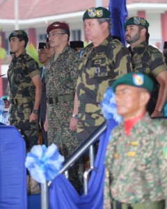 The Sultan of Johor at the GGK Golden Jubilee parade at Kem Iskandar, Mersing on Aug 25, 2015