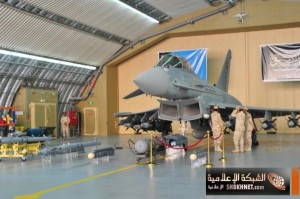 A RSAF Typhoon displayed with the ordnance it can carry.