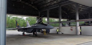 RMAF Mig-29N M43-08 at its QRA hangar in 2014.