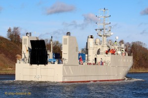 A stern view of the A61 Rmah class. Note the stern doors. 