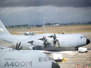 A Turkish A400M Atlas undergoing tests prior to a test flight at the Airbus DS facility in Seville, Spain.