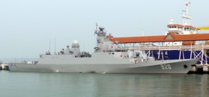 Algerian Navy Adhafer corvette at berth at BCC today. www.malaysiandefence.com