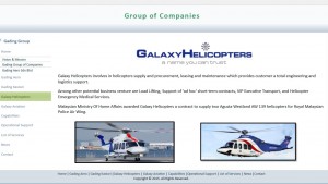 The screenshot of the Galaxy Helicopters page which stated it has got the contract to two AW139 helicopters to PDRM.