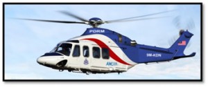 An image of an AW139 in PDRM colours which was featured in the Gading website.