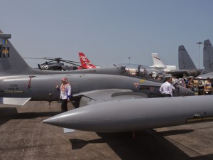 Alenia Aermacchi MB339CM M34-20 displayed at LIMA 2015.