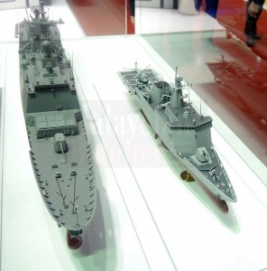 A model of the DSME corvette (right).