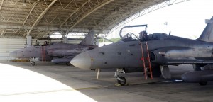 RMAF Hawk 208s tail number 36 and 34 in the dispersal shed at Labuan airbase.