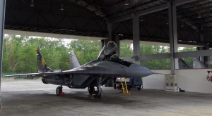 MIG-29N M43-03 at the Snake's pit (QRA hangar) at Kuantan AB in 2014.