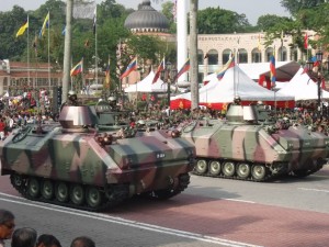 Two MIFVs on parade. Note the full cover on the turret.