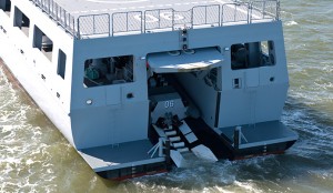 The stern RHIB launcher of KD Darussalam.