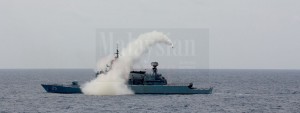 KD Kasturi launching an Exocet missile during Eks Angsa 2014.