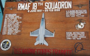 A plaque signifying the 18th Sqdn connection with the US Marines.