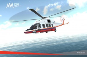 AW189 in Bomba colours. Finmeccanica.