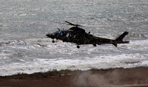 A digital camo AW109 of the PUTD landing at the firing range on Monday.