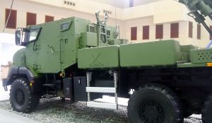 The up-armoured Sherpa 5 cab of the Nexter Systems Caesar 155m/52 SPH