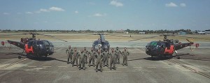 Pulatibang 2 instructors with their Alouette III helicopters. Pulatibang 2 FB page.