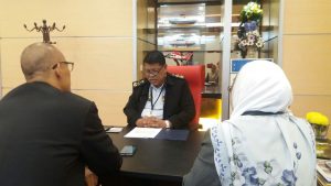 The interview with Admiral Maritime Datuk Ahmad Puzi Ab Kahar with Malaysian Defence (left). On the right is the MMEA PR Puan Faridah Shuaib. MMEA picture