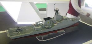 A model of the 90m OPV by BAE Systems. The Thai navy has one and building another. Reports from Thai newspapers suggest that these OPVs will be armed with Harpoon SSM.