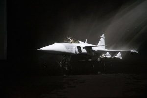 Gripen E at the unveiling ceremony. Saab