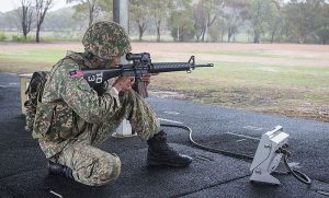 A Malaysian Army shooting team member in one of the events. Australian Army - FB.