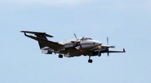 PDRM Super King Air 350 on finals at Subang airport.