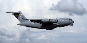 USAF C-17A Globemaster taking off from Subang last week In support of Cope Taufan. Malaysian Defence