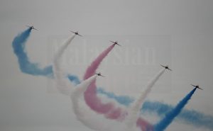 Red Arrows performing at Epsom College, OCt 17. 2016.