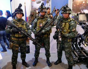 PNP Special Action Squad. The weapons from left are M4A1 Carbine, Savage 7.62mm bolt action rifle and a Ferfrans M4