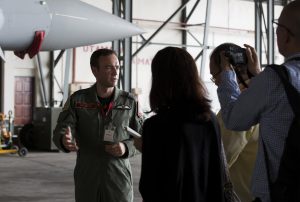 Wing Commander Mike Sutton being interviewed at Butterworth airbase.