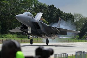 A RSAF F-15SG landing at Exercise Torrent 2016. Alert 5 picture.